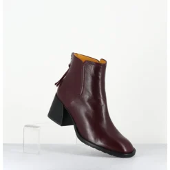 Hot MARA BINI Boots courtes en cuir souple x - W230427 SETA RUBINO BORDEAU