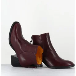 Hot MARA BINI Boots courtes en cuir souple x - W230427 SETA RUBINO BORDEAU