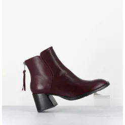 Hot MARA BINI Boots courtes en cuir souple x - W230427 SETA RUBINO BORDEAU