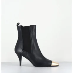 Clearance GARRICE LAB Boots cuir nuit pointe dorée - NAKO NAPPA DARK NAVY BLEU