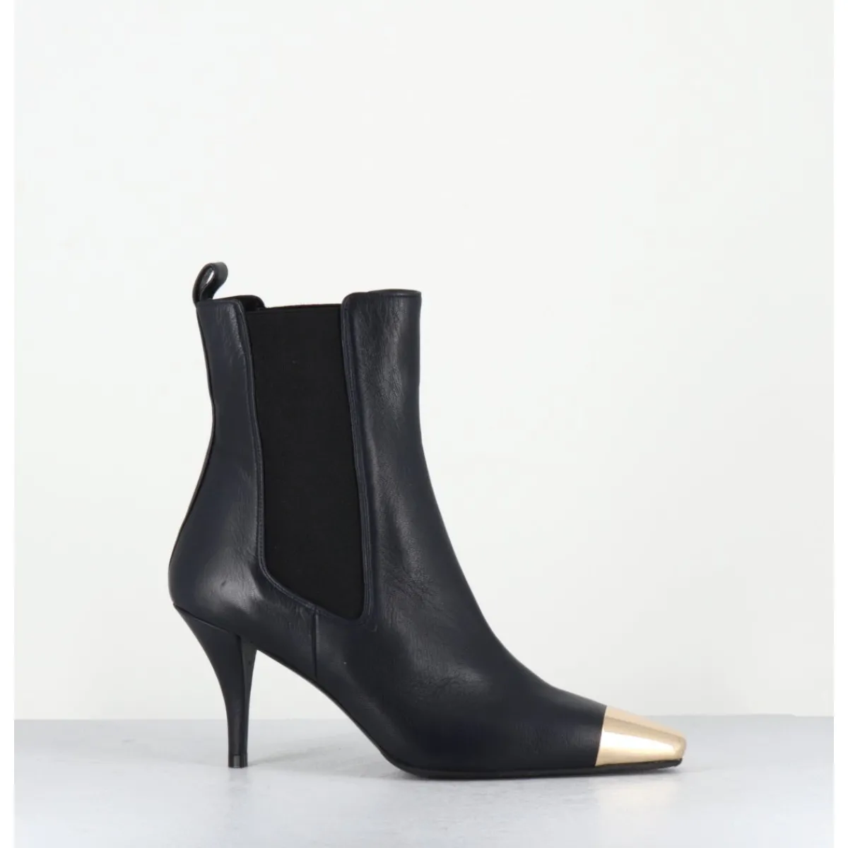 Clearance GARRICE LAB Boots cuir nuit pointe dorée - NAKO NAPPA DARK NAVY BLEU