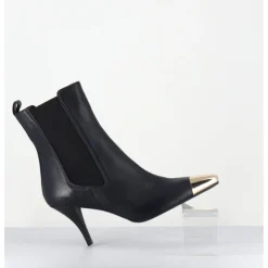 Clearance GARRICE LAB Boots cuir nuit pointe dorée - NAKO NAPPA DARK NAVY BLEU