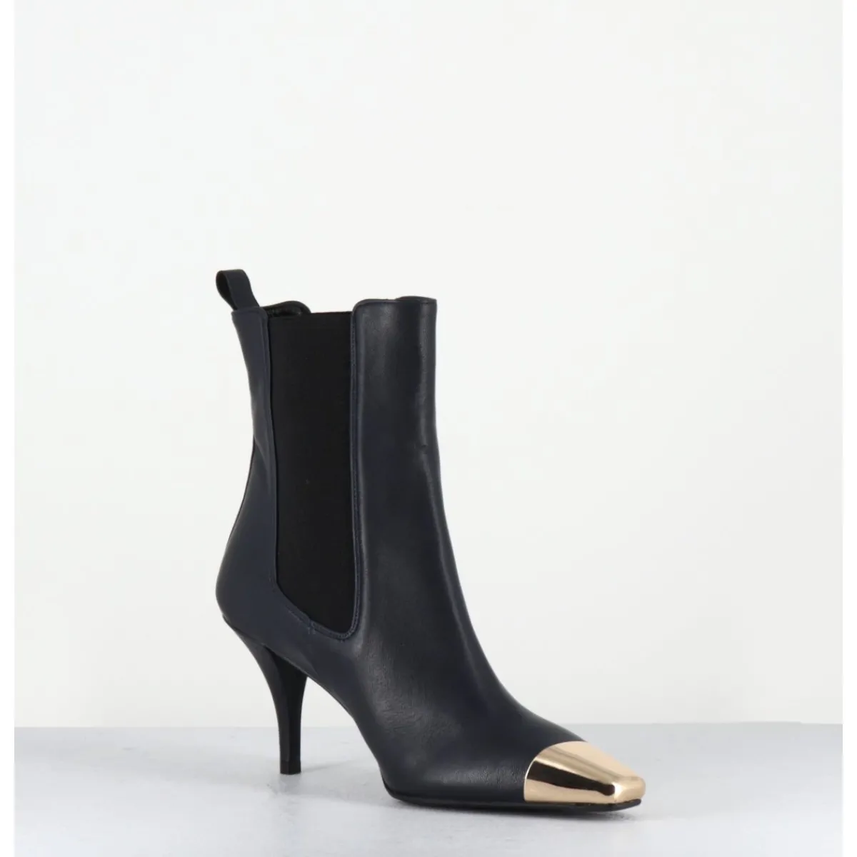 Clearance GARRICE LAB Boots cuir nuit pointe dorée - NAKO NAPPA DARK NAVY BLEU