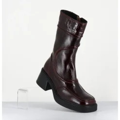 Clearance E8 BY MIISTA Boots cuir x surpiqûres 90's - MALENE BURGUNDY BOOTS BORDEAU