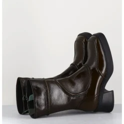 Clearance E8 BY MIISTA Boots cuir brillant khaki 90's - MALENE KHAKI BOOTS