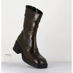 Clearance E8 BY MIISTA Boots cuir brillant khaki 90's - MALENE KHAKI BOOTS