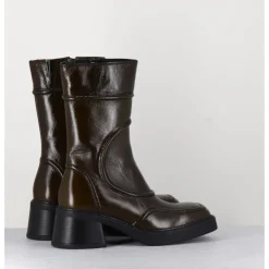 Clearance E8 BY MIISTA Boots cuir brillant khaki 90's - MALENE KHAKI BOOTS