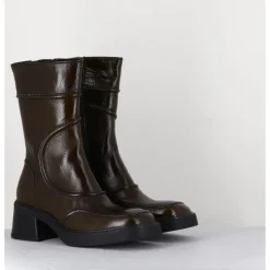 Clearance E8 BY MIISTA Boots cuir brillant khaki 90's - MALENE KHAKI BOOTS