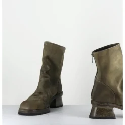 Online SHOTO Boots cuir gras kaki hand washed - 51759 PELUCHE CRUST