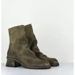 Online SHOTO Boots cuir gras kaki hand washed - 51759 PELUCHE CRUST