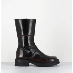 Best E8 BY MIISTA Boots cuir brossé bout carré 90s - DAHLIA DARK BROWN BOOTS MARRON