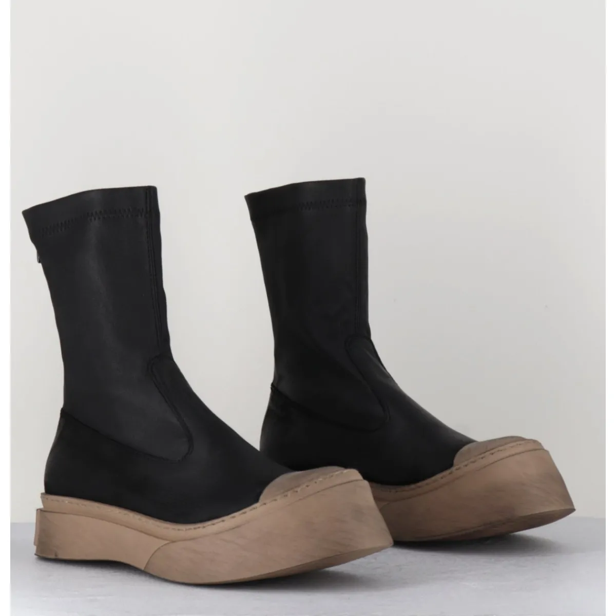 Best LOFINA Boots cuir stretch & semelle beige exagérée- 2742 NERO NOIR