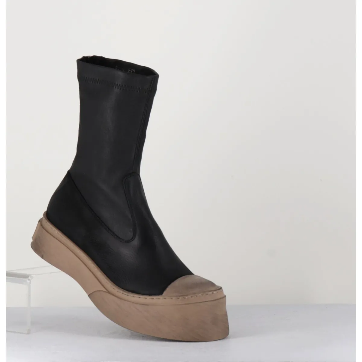 Best LOFINA Boots cuir stretch & semelle beige exagérée- 2742 NERO NOIR