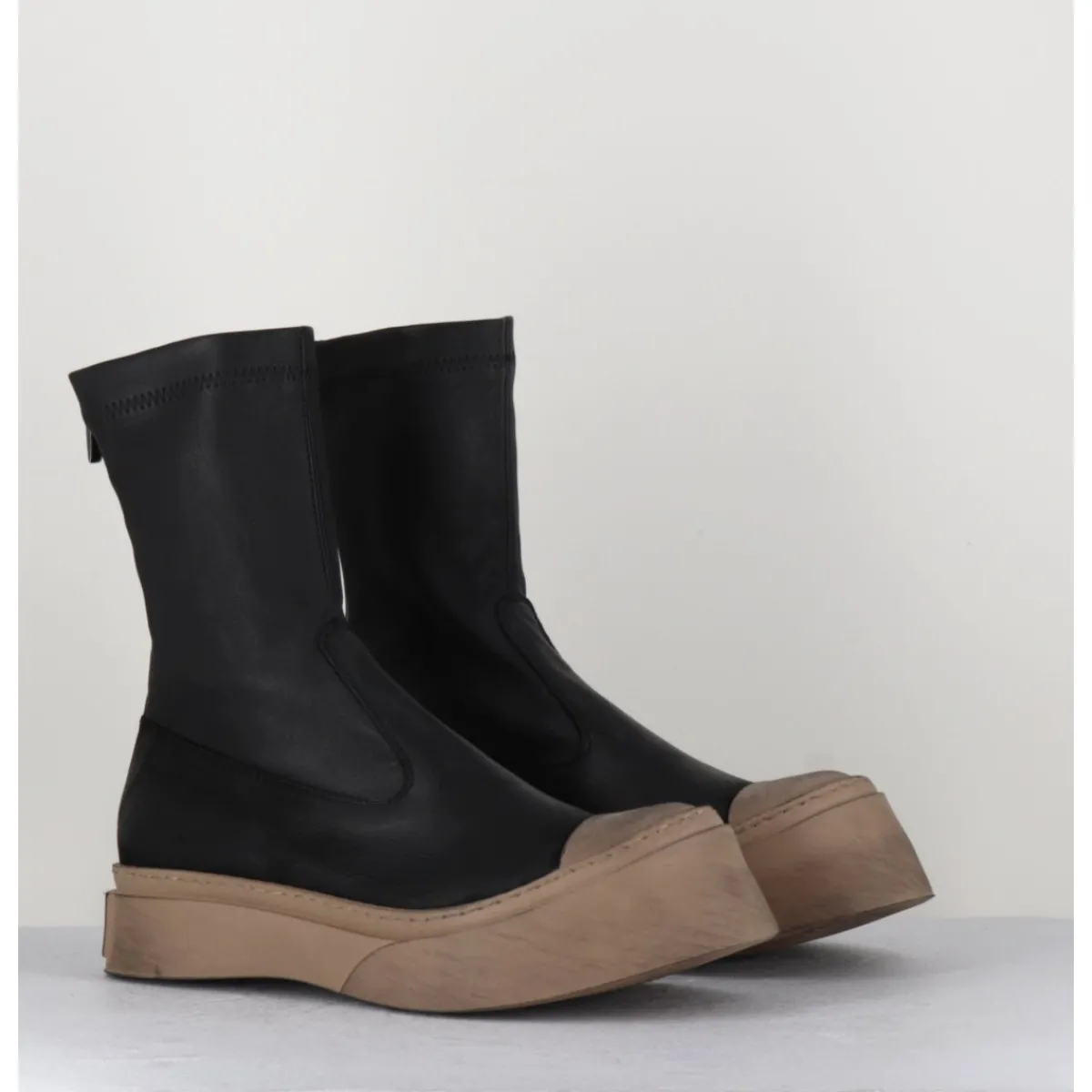 Best LOFINA Boots cuir stretch & semelle beige exagérée- 2742 NERO NOIR