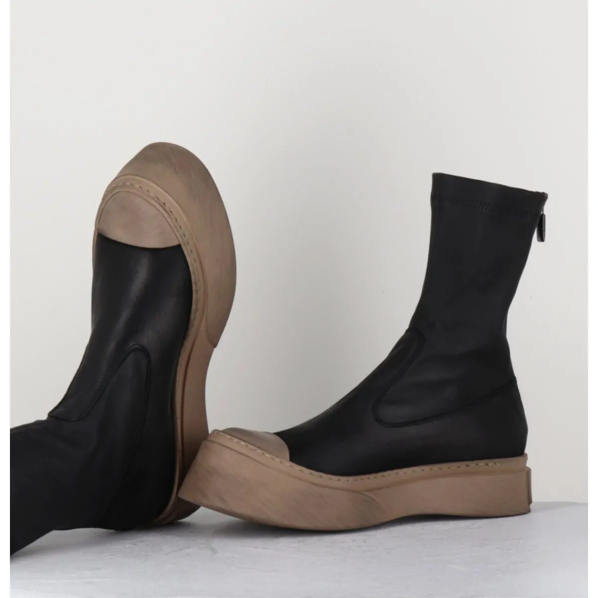 Best LOFINA Boots cuir stretch & semelle beige exagérée- 2742 NERO NOIR