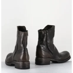 Sale SHOTO Boots doublie-zip en cuir usé - 50993 HORSE NAPPA MARRON