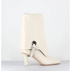 New AGL Boots en cuir blanc à rabat - DORICA SOFT GESSO BEIGE