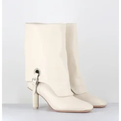 New AGL Boots en cuir blanc à rabat - DORICA SOFT GESSO BEIGE