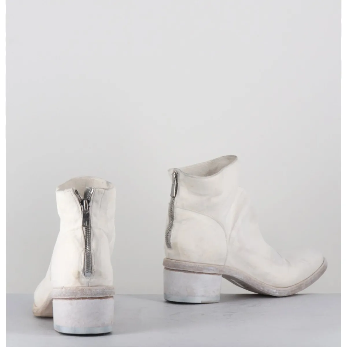 Outlet SHOTO Boots en cuir lavé ligne avant-garde - 51617 BIANCO WASHED BLANC
