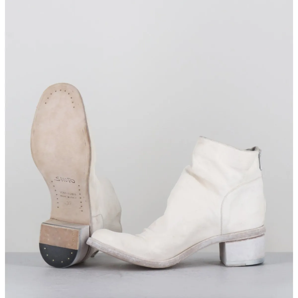 Outlet SHOTO Boots en cuir lavé ligne avant-garde - 51617 BIANCO WASHED BLANC
