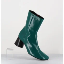 New HALMANERA Boots en cuir brillant talon géométrique - DANI04 GLAZE SELVA VERT