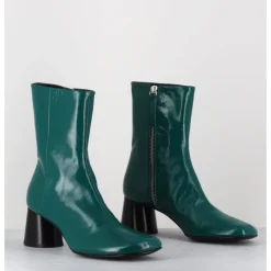 New HALMANERA Boots en cuir brillant talon géométrique - DANI04 GLAZE SELVA VERT