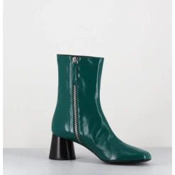 New HALMANERA Boots en cuir brillant talon géométrique - DANI04 GLAZE SELVA VERT