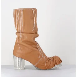 New SDM Boots en cuir semelle translucide et fils blancs - VLAD NAPPA CAMEL