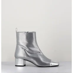 CAREL Boots en cuir gaufré détails miroir - ESTIME BIS ARGENT