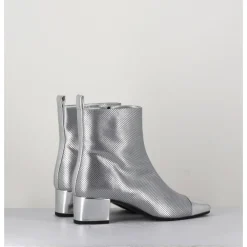 CAREL Boots en cuir gaufré détails miroir - ESTIME BIS ARGENT