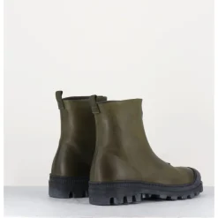 Online LOFINA Boots en cuir gras kaki avec zip central - I6-967 BOSCO KHAKI