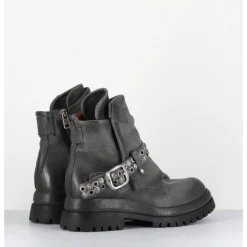Best A.S.98 Boots en cuir sangle cloutée semelle épaisse - B51221 SMOKE GRIS