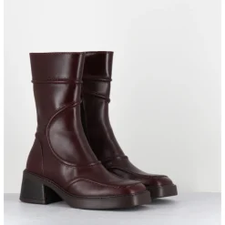 Online E8 BY MIISTA Boots en cuir avec surpiqûres 90s - MALENE NEW BROWN BOOTS MARRON