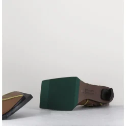 Outlet MIISTA Boots en cuir marron coutures graphiques vertes - EIMI GREEN BOOTS