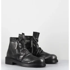 Clearance GARRICE LAB Boots en cuir métallisé & noir - TORIA MOUVE PIOMBO ANTHRACITE