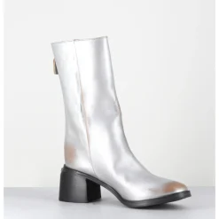 Hot MOMA Boots en cuir métallisé mi haute - 72403 CUSNA O ARGENT
