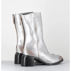 Hot MOMA Boots en cuir métallisé mi haute - 72403 CUSNA O ARGENT