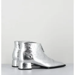 Hot GARRICE LAB Boots en cuir métallisé bout pointu & zip centra l- INA25 LAME O ARGENT