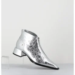 Hot GARRICE LAB Boots en cuir métallisé bout pointu & zip centra l- INA25 LAME O ARGENT