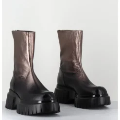 New GARRICE LAB Boots en cuir métallisé semelle épaisse - MELIA1 PEGASUS BRONZO BRONZE