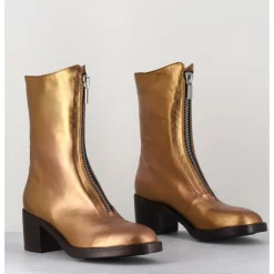 Clearance LA BOTTEGA DI LISA Boots en cuir métallisé doré à zip -888 NAPPA ORO DORE