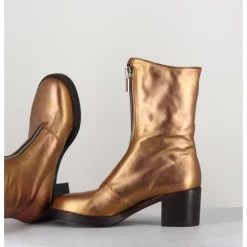 Clearance LA BOTTEGA DI LISA Boots en cuir métallisé doré à zip -888 NAPPA ORO DORE