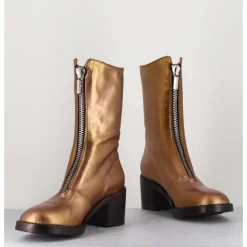 Clearance LA BOTTEGA DI LISA Boots en cuir métallisé doré à zip -888 NAPPA ORO DORE