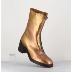 Clearance LA BOTTEGA DI LISA Boots en cuir métallisé doré à zip -888 NAPPA ORO DORE