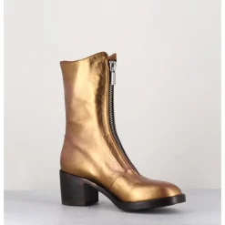 Clearance LA BOTTEGA DI LISA Boots en cuir métallisé doré à zip -888 NAPPA ORO DORE