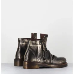 Outlet GARRICE LAB Boots en cuir métallisé doré & noir - TORIA MOUVE GOLD DORE