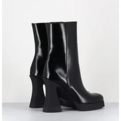 Online AGL Boots en cuir à talon haut en gomme - JANIS BOOTIE NERO NOIR