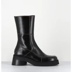 Clearance E8 BY MIISTA Boots en cuir & surpiqûres marron - HEYA BLACK BROWN BOOTS NOIR