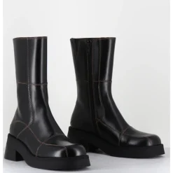 Clearance E8 BY MIISTA Boots en cuir & surpiqûres marron - HEYA BLACK BROWN BOOTS NOIR
