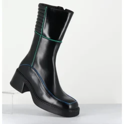 Online E8 BY MIISTA Boots en cuir & surpiqûres vert + bleu - KERRI BLACK BOOTS NOIR